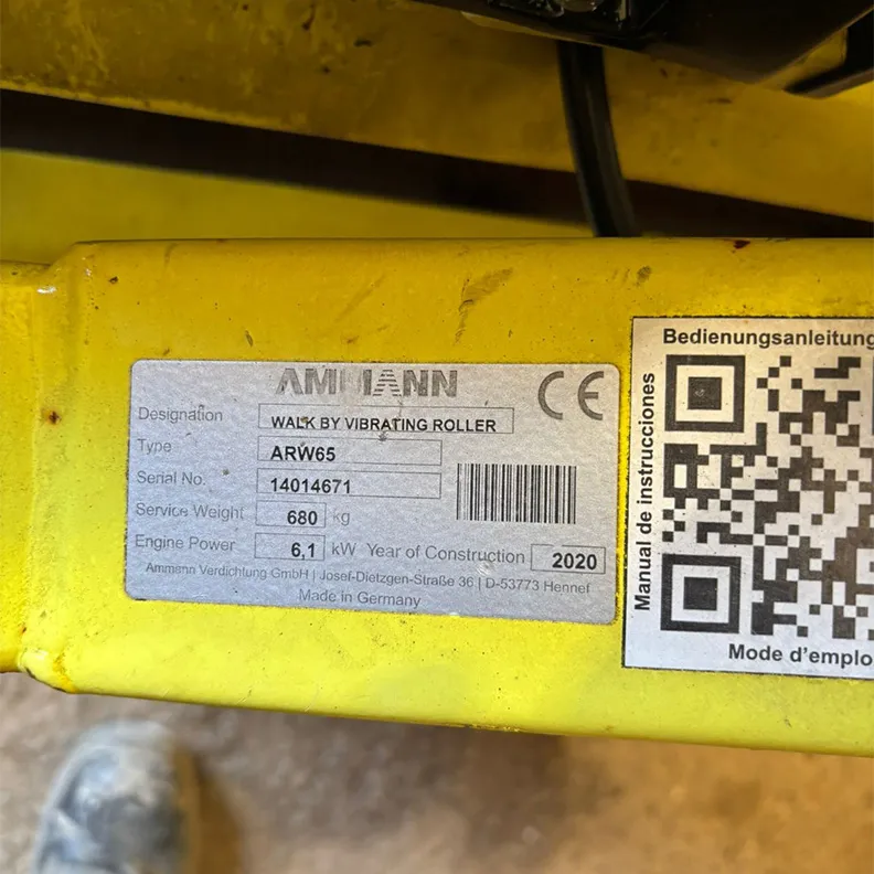 650mm Roller Ammann ARW 65 2020